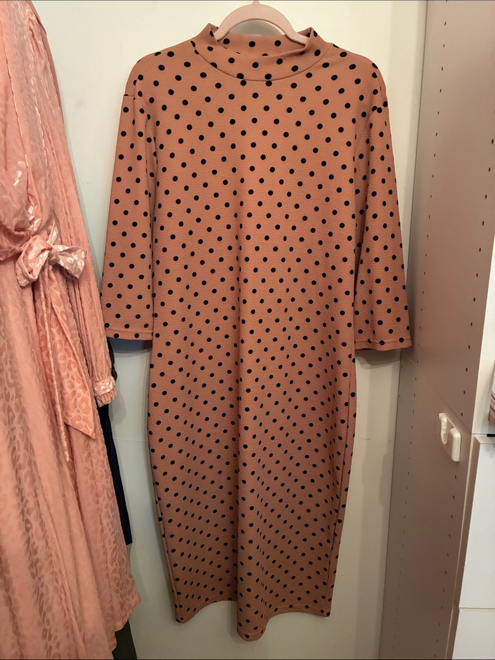 Black and Tan Polka Dot Midi Dress